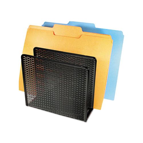 Urban Collection Punched Metal File Sorter, 3 Sections, Letter Size Files, 8" X 8" X 7.25", Black