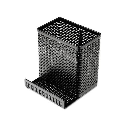 Urban Collection Punched Metal Pencil Cup-cell Phone Stand, 3 1-2 X 3 1-2, Black