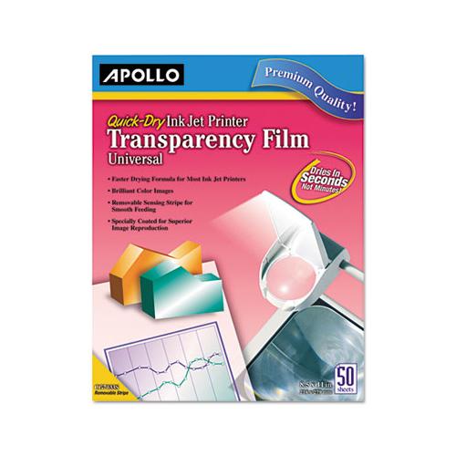 Quick-dry Color Inkjet Transparency Film W-handling Strip, Letter, Clear, 50-box