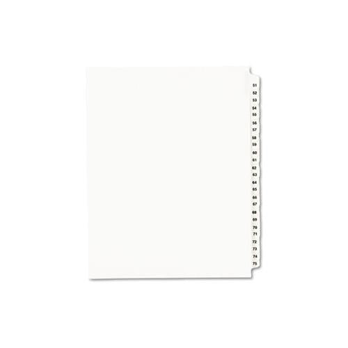 Preprinted Legal Exhibit Side Tab Index Dividers, Avery Style, 25-tab, 51 To 75, 11 X 8.5, White, 1 Set, (1332)