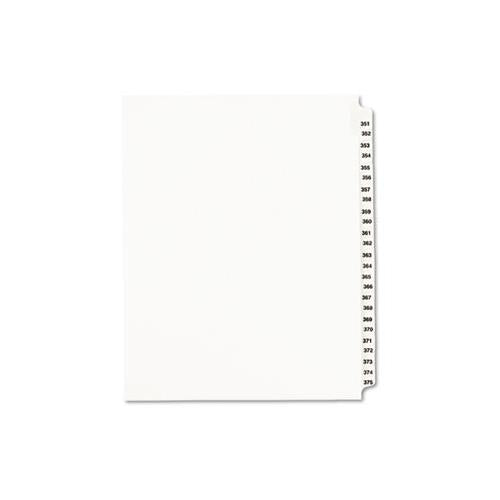 Preprinted Legal Exhibit Side Tab Index Dividers, Avery Style, 25-tab, 351 To 375, 11 X 8.5, White, 1 Set, (1344)