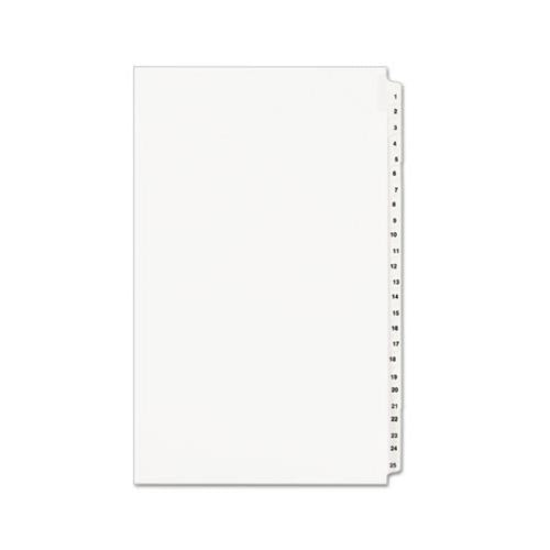 Preprinted Legal Exhibit Side Tab Index Dividers, Avery Style, 25-tab, 1 To 25, 14 X 8.5, White, 1 Set, (1430)