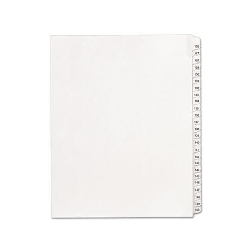 Preprinted Legal Exhibit Side Tab Index Dividers, Allstate Style, 25-tab, 126 To 150, 11 X 8.5, White, 1 Set, (1706)