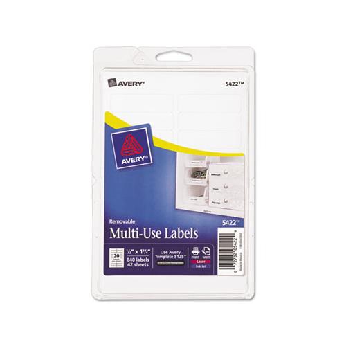 Removable Multi-use Labels, Inkjet-laser Printers, 0.5 X 1.75, White, 20-sheet, 42 Sheets-pack, (5422)