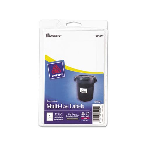Removable Multi-use Labels, Inkjet-laser Printers, 3 X 5, White, 40-pack, (5450)