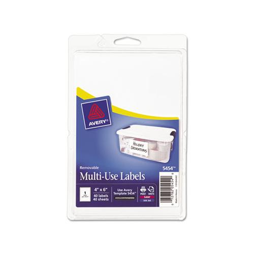 Removable Multi-use Labels, Inkjet-laser Printers, 4 X 6, White, 40-pack, (5454)