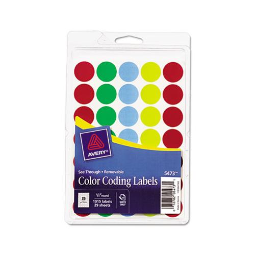 Handwrite-only Self-adhesive "see Through" Removable Round Color Dots, 0.75" Dia., Assorted, 35-sheet, 29 Sheets-pack, (5473)