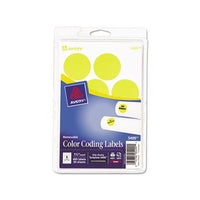 Printable Self-adhesive Removable Color-coding Labels, 1.25" Dia., Neon Yellow, 8-sheet, 50 Sheets-pack, (5499)