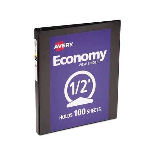 Economy View Binder With Round Rings , 3 Rings, 0.5" Capacity, 11 X 8.5, Black, (5705)