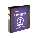 Economy View Binder With Round Rings , 3 Rings, 2" Capacity, 11 X 8.5, Black, (5730)