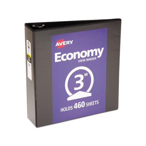 Economy View Binder With Round Rings , 3 Rings, 3" Capacity, 11 X 8.5, Black, (5740)