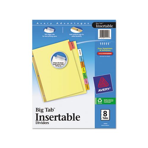 Insertable Big Tab Dividers, 8-tab, Letter