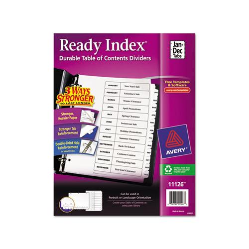 Customizable Toc Ready Index Black And White Dividers, 12-tab, Letter