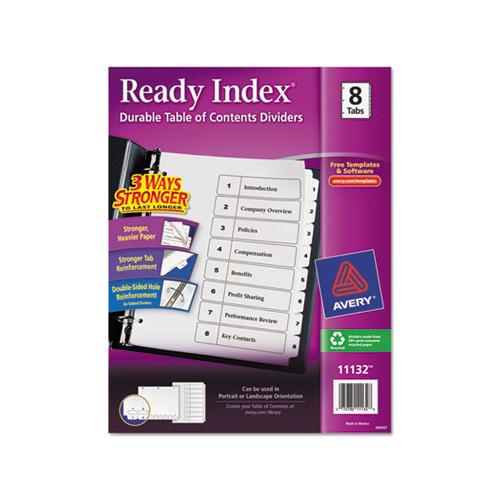 Customizable Toc Ready Index Black And White Dividers, 8-tab, Letter