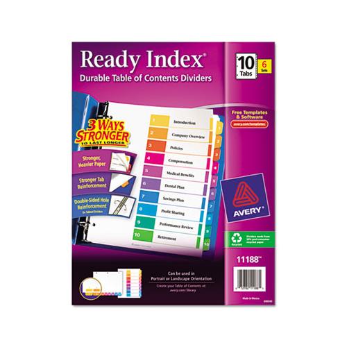 Customizable Toc Ready Index Multicolor Dividers, 10-tab, Letter, 6 Sets