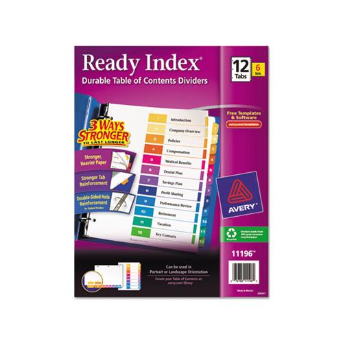 Customizable Toc Ready Index Multicolor Dividers, 12-tab, Letter, 6 Sets