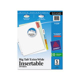 Insertable Big Tab Dividers, 5-tab, 11 1-8 X 9 1-4