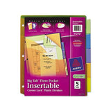 Insertable Big Tab Plastic Three-pocket Corner Lock Dividers, 5-tab, 11.13 X 9.25, Assorted, 1 Set