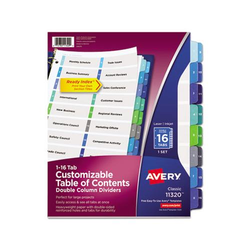 Customizable Toc Ready Index Double Column Multicolor Dividers, 16-tab, Letter