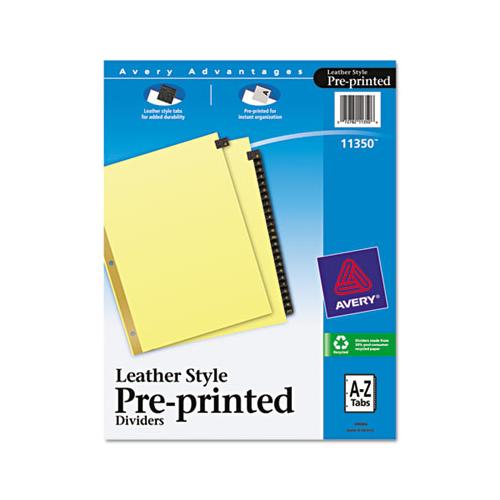 Preprinted Black Leather Tab Dividers W-gold Reinforced Edge, 25-tab, Ltr