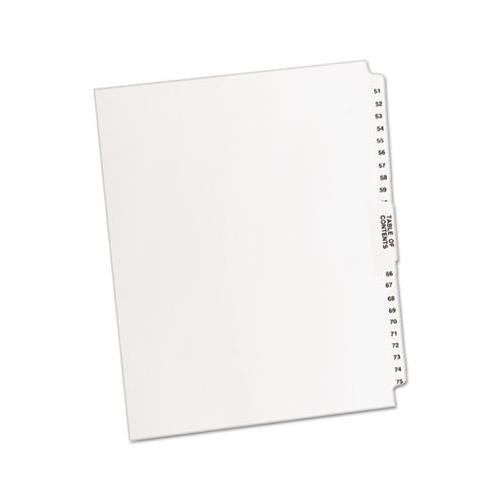 Preprinted Legal Exhibit Side Tab Index Dividers, Avery Style, 26-tab, 51 To 75, 11 X 8.5, White, 1 Set