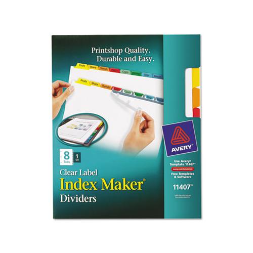 Print And Apply Index Maker Clear Label Dividers, 8 Color Tabs, Letter