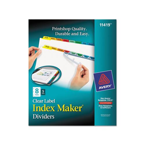 Print And Apply Index Maker Clear Label Dividers, 8 Color Tabs, Letter, 5 Sets