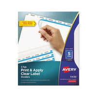 Print And Apply Index Maker Clear Label Dividers, 5 White Tabs, Letter, 5 Sets