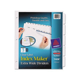 Print And Apply Index Maker Clear Label Dividers, 5 White Tabs, Letter