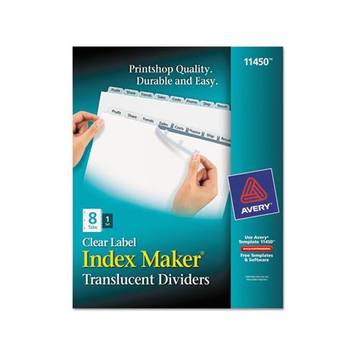 Print And Apply Index Maker Clear Label Plastic Dividers With Printable Label Strip, 8-tab, 11 X 8.5, Translucent, 1 Set