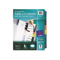 Customizable Table Of Contents Ready Index Dividers With Multicolor Tabs, 8-tab, 1 To 8, 11 X 8.5, Translucent, 1 Set