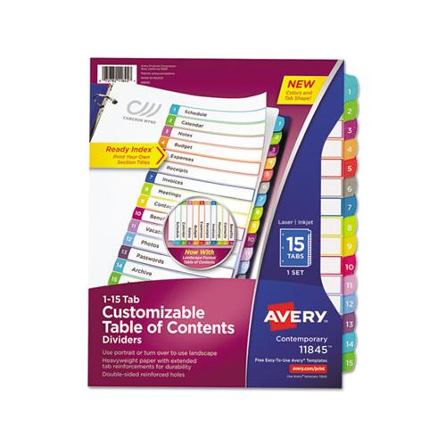 Customizable Toc Ready Index Multicolor Dividers, 1-15, Letter