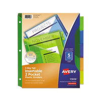 Insertable Big Tab Plastic 2-pocket Dividers, 5-tab, 11.13 X 9.25, Assorted, 1 Set