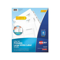 Big Tab Printable Large White Label Tab Dividers, 8-tab, Letter, 20 Per Pack