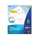 Big Tab Printable Large White Label Tab Dividers, 8-tab, Letter, 20 Per Pack