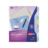 Write And Erase Big Tab Durable Plastic Dividers, 3-hold Punched, 8-tab, 11 X 8.5, Assorted, 1 Set