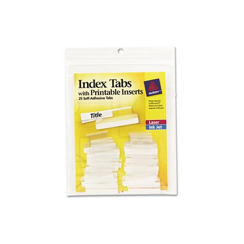 Insertable Index Tabs With Printable Inserts, 1-5-cut Tabs, Clear, 1" Wide, 25-pack
