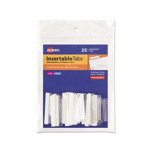 Insertable Index Tabs With Printable Inserts, 1-5-cut Tabs, Clear, 1.5" Wide, 25-pack
