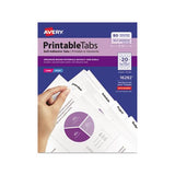 Printable Plastic Tabs With Repositionable Adhesive, 1-5-cut Tabs, White, 1.75" Wide, 80-pack