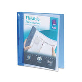 Flexible View Binder With Round Rings, 3 Rings, 1" Capacity, 11 X 8.5, Blue