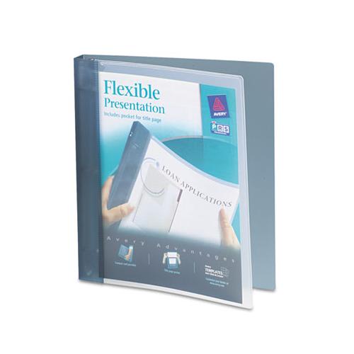 Flexible View Binder With Round Rings, 3 Rings, 1" Capacity, 11 X 8.5, Gray