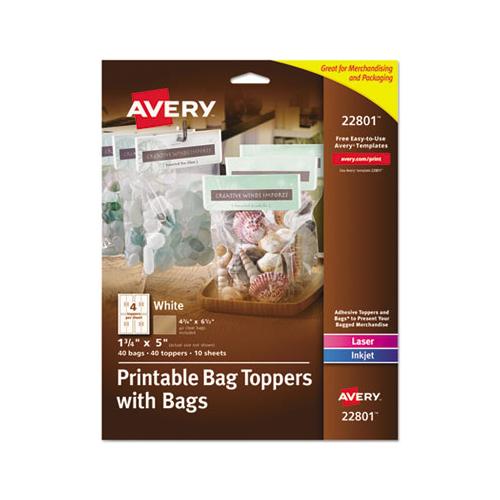 Sure Feed Printable Toppers With Bags, 1 3-4 X 5, White, 40-pack