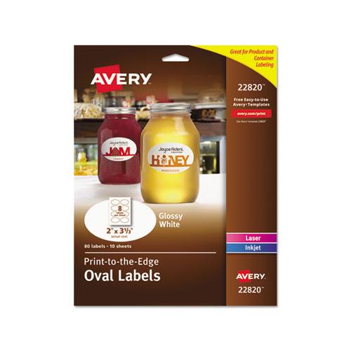 Oval Labels W- Sure Feed And Easy Peel, 2 X 3.33, Glossy White, 80-pack