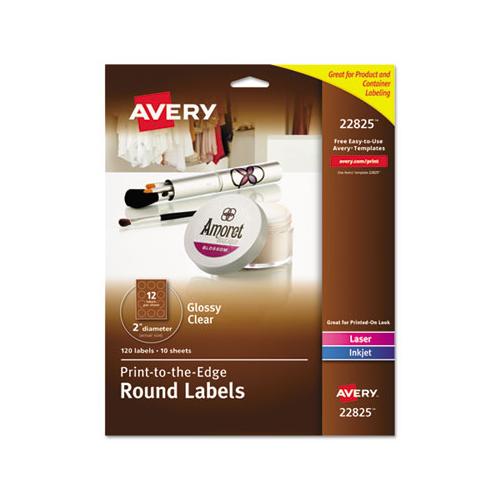 Round Print-to-the Edge Labels With Sure Feed And Easy Peel, 2" Dia, Glossy Clear, 120-pk