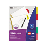 Write & Erase Big Tab Paper Dividers, 5-tab, Multicolor, Letter