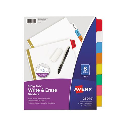Write & Erase Big Tab Paper Dividers, 8-tab, Multicolor, Letter
