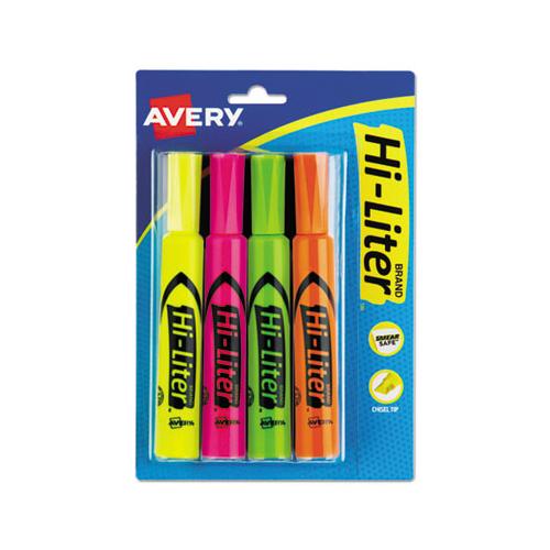 Hi-liter Desk-style Highlighters, Chisel Tip, Assorted Colors, 4-set