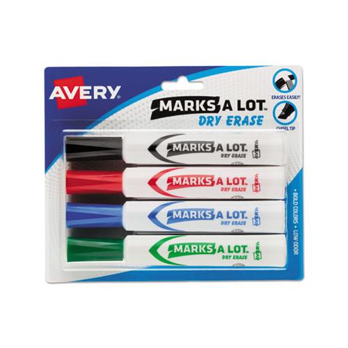 Marks A Lot Desk-style Dry Erase Marker, Broad Chisel Tip, Assorted Colors, 4-set
