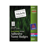 Ecofriendly Adhesive Name Badge Labels, 3.38 X 2.33, White, 400-box