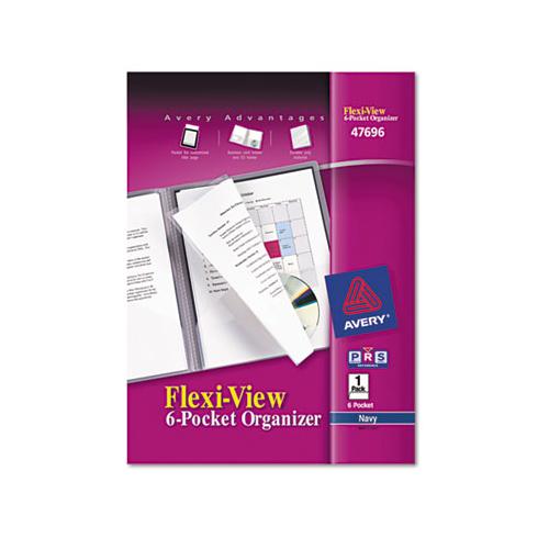 Flexi-view Six-pocket Polypropylene Organizer, 150-sheet Cap., Translucent-navy